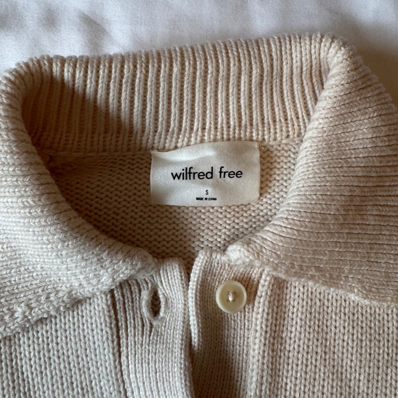 Wilfred Free Knit Polo Sweater in Light Birch - Picture 2 of 5
